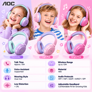 AOC Kinder Kabellose Kopfhörer Faltbare Stereo Over-Ear Headsets Komfortabel Verstellbar für Kinder Mädchen Jungen Outdoor - Product Image 6