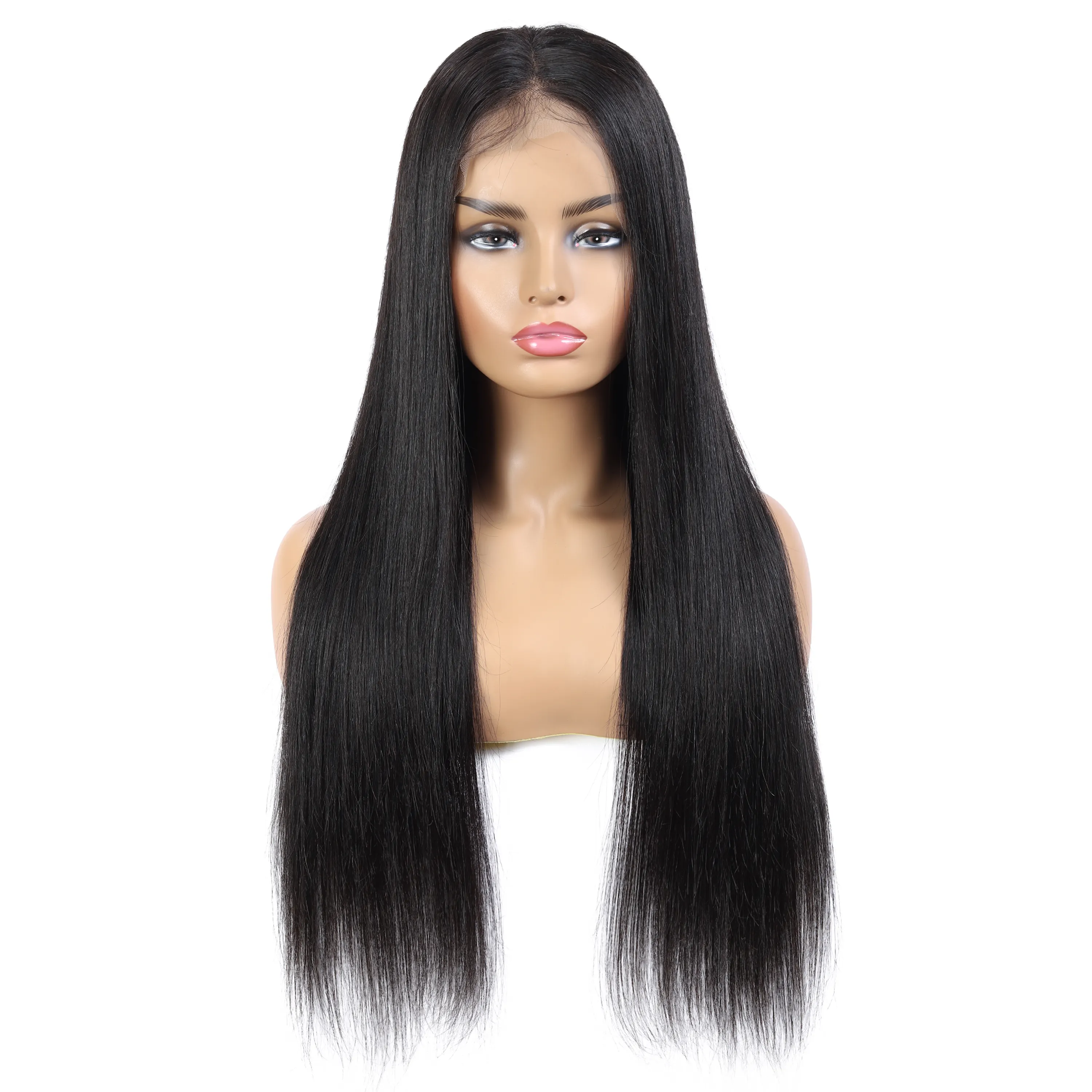 Real Human Hair Wigs Wet and Wavy Ombre Color Human Hair Lace Front Closure Black Wig With Baby Hair