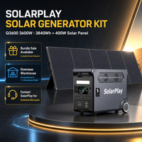 Système d'alimentation domestique/extérieur LiFePO4 3600W AC 3840Wh avec chargeur solaire 400W, contrôleur MPPT, compatible voiture, générateur à gaz