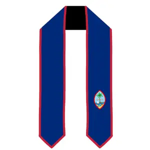 Bandiera Guam vendita all'ingrosso in raso semplice di Guam stola di laurea fabbrica di stile personalizzato direttamente LOGO stampa stola di laurea/fascia