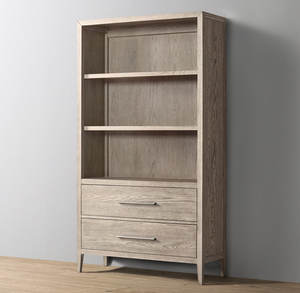 Libreria Grande in Legno Massello di Quercia Stile <span class=keywords><strong>Country</strong></span> Americano RH, Combinazione Vintage con Mobile Contenitore Semplice Francese, Personalizzabile - Product Image 2