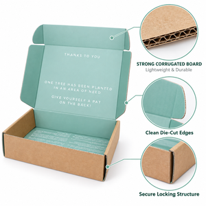 Caja de Cartón Corrugado Kraft Impresa Personalizada, Caja de Envío Plegable Ecológica, Embalaje Plano para Ahorrar Costos de Envío, Logotipo Personalizado OEM ODM - Product Image 2