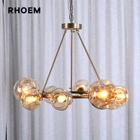 Lustre Rond en Verre Transparent RHOEM, Lustre en Verre pour Salon, Villa, Décoration d'Éclairage de Luxe, Lampe Suspendue pour la Maison
