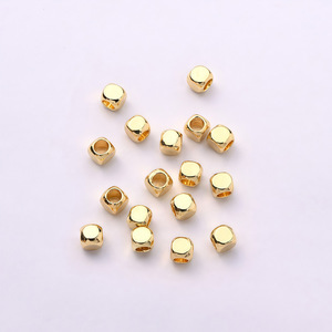 18K Gold Plated <b>Copper</b> Square Beads Smooth Surface For <b>Bracelet</b> Making Jewelry Findings GZ-11 - Product Image 1