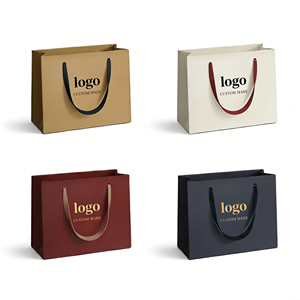 Bolsa de Papel de Compras de Lujo Personalizada con Asa de Listón para Logotipo Empresarial, Bolsas de Papel para Empaque - Product Image 1
