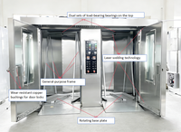 Four rotatif Jayonho haute efficacité électrique/gaz/diesel pour boulangerie, double porte, grande capacité, 64 plateaux, acier inoxydable