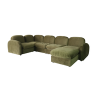Canapé modulaire en velours, canapé combiné en forme de L moderne avec chaise longue pour grand salon et villa