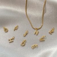 Collier et bracelet avec breloques en acier inoxydable plaqué or PVD, collection initiale de l'alphabet de A à Z, pour la création de bijoux