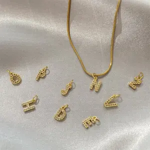 Pvd colar com pingente dourado, colar com pingente de letras do alfabeto a a z, colar de aço inoxidável, pulseira para fazer jóias