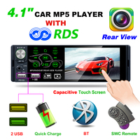 Reproductor Multimedia para coche, Radio Estéreo 1 din con pantalla de 4 pulgadas, MP5, USB, FM, BT