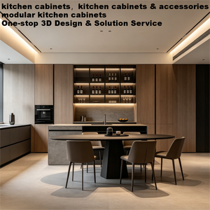 Armoires de <span class=keywords><strong>cuisine</strong></span> modernes de style Japandi minimaliste avec finition sans poignées, y compris des armoires de <span class=keywords><strong>cuisine</strong></span> haut de gamme et des accessoires - Product Image 3