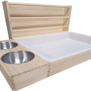 Comedero de heno para conejos de madera maciza, cama para mascotas con bandeja de alimentación y cuencos multifuncionales para mascotas pequeñas - Product Image 4