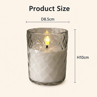 Bougie LED en verre à la paraffine fonctionnant sur piles avec flamme vacillante 3D blanc chaud, écologique et résistante à la chaleur pour la décoration de la maison