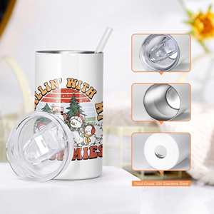 Vaso recto de acero inoxidable de doble pared de 12 oz para sublimación, en blanco, para regalo DIY, con pajita - Product Image 4