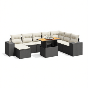 Adjustable Armrest Garden <b>Sofa</b> Set Large Black PE <b>Rattan</b> Large Adjustable Armrests - Product Image 1