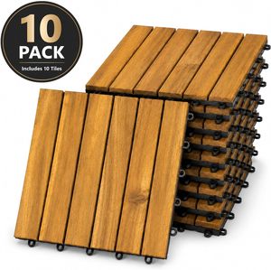 Alta Calidad 12 Pulgadas X 12 pulgadas Baldosas de Madera de Acacia Sólida Resistentes a la Intemperie para Terrazas y Jardines Exteriores - Product Image 3
