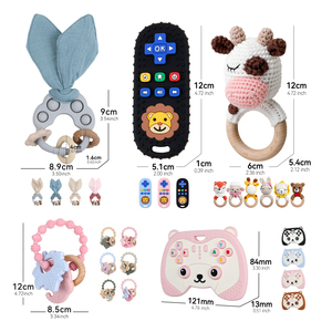 Juguete Sensorial <span class=keywords><strong>Mordedor</strong></span> de Madera Personalizado, Libre de BPA, para Autismo, Sonajero de Silicona con Forma de Animal, Juguetes de Dentición para Bebés, Set de Regalo - Product Image 3