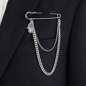 Grande Épingle de Sûreté Hip Hop pour Homme Tendance Mode Chaîne de Poitrine Broche Plaqué Argent Fiançailles de Mariage Célébrité d'Internet Exagérée - Product Image 2