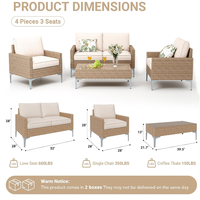 Ensemble de conversation confortable en rotin pour jardin, canapé d'extérieur modulable pour patio, idéal pour cour et bord de piscine
