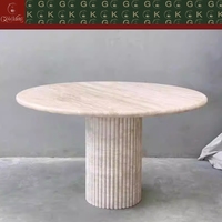 Table basse GOLDKING beige en travertin pour salon, base cannelée, personnalisable OEM ODM, vente directe
