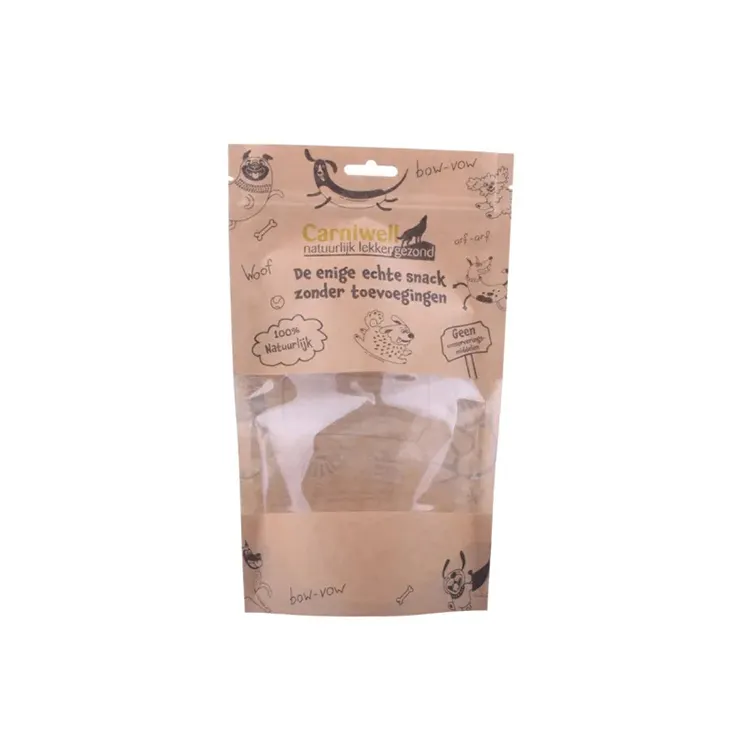 Biologisch abbaubarer Steh beutel Karat Papier Tiernahrung tasche für Hamster Kaninchen Insekt Goldfisch Hund Katze Behandeln Verpackung mit Fenster