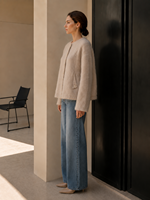Manteau en laine et alpaga épais à col rond pour femme, style décontracté, à manches longues, idéal pour le bureau en hiver