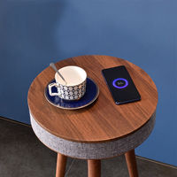 Table d'appoint moderne en bois pour thé et café avec chargeur et haut-parleur Bluetooth, table basse avec haut-parleur et Bluetooth