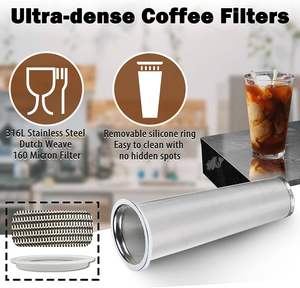 <span class=keywords><strong>Cafetière</strong></span> à infusion froide 64oz pichet d'infusion froide avec <span class=keywords><strong>filtre</strong></span> super dense en acier inoxydable 3 étapes café à infusion froide classique - Product Image 4