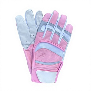 Guantes de bateo de béisbol de cuero con puño corto personalizado Rosa clásico diseño personalizado y logotipo guantes de cuero para deportes al aire libre - Product Image 1