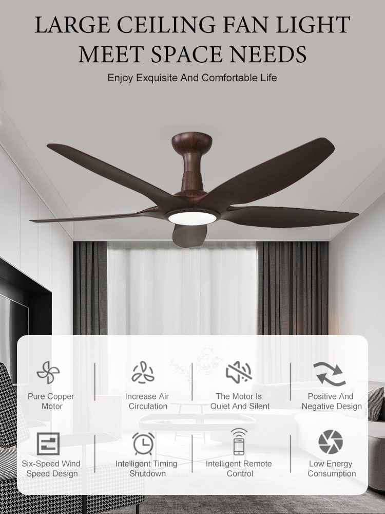Optional Light Led ceiling fan Water transfer leaf 3 color change light CEILING fan OEM led ceiling fan  with light and remote