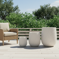 Grands pots à fleurs contemporains en béton léger et écologique, durables, sculptés à la main, 25L, avec trous de drainage, pour jardin intérieur ou extérieur