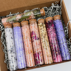 Private Label Relaxing Vegan Organic Herbal Mixed Epsom <strong>Bath</strong> <strong>Salt</strong> With Flowers in Tube Packing Himalayan Pink <strong>Bath</strong> <strong>Salt</strong> Gift Set - Product Image 5