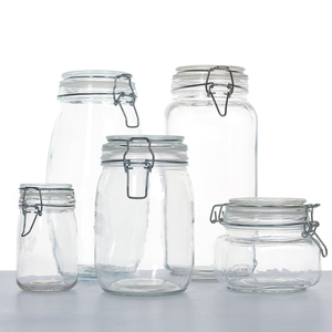Offre Spéciale 500Ml 750Ml 1000ML Couvercle de serrage hermétique Récipient de stockage Bocal en verre avec couvercle rabattable - Product Image 2