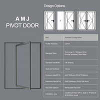 Portes pivotantes en aluminium de luxe américaines, portes de sécurité en alliage d'aluminium avec verre trempé, porte pivotante en verre