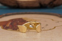 Anillo de Dedo con Forma de Curva Princesa Elegante, Oro Sólido de 14K, Diamante Cultivado en Laboratorio, Hecho a Mano, Lujoso, Unisex, Certificado IGI
