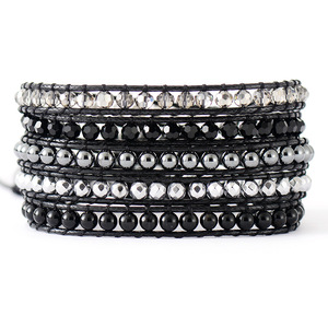 Handmade <b>Beaded</b> <b>Bracelet</b> 5 Strand Wrapped Woven Crystal Rhinestone Dark Horse Color Unisex Jewelry Gift Fashion Wrap <b>Bracelets</b> - Product Image 4