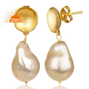 Baroque Freshwater Pearl Drop <b>Earrings</b> Plated Jewelry Designer <b>925</b> <b>Silver</b> <b>Earrings</b> Manufacturer Gold Trendy GENMEL <b>Earrings</b> 14k - Product Image 3