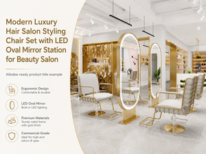 LED Oval <b>Mirror</b> for Hair Salon, Wall-Mounted Beauty <b>Mirror</b> <b>with</b> Backlit <b>Lights</b> for Professional Salon - Product Image 1