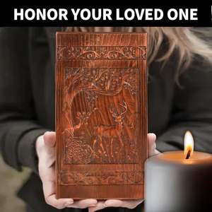 Küller İçin Ahşap Evcil Hayvan Kremasyon Urnesi Orta ve Büyük Kapasiteli, Klasik Ahşap Kaplama - Product Image 3