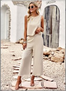 <span class=keywords><strong>Ensemble</strong></span> décontracté ample sans manches de tempérament de couleur unie pour femmes - Product Image 4