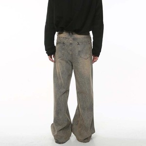 بنطلون جينز رجالي من يالي بتصميم عتيق وعصري، فضفاض ومستقيم، بنسيج دنيم ثلاثي الأبعاد مريح وقابل للتنفس لجميع المواسم - Product Image 2