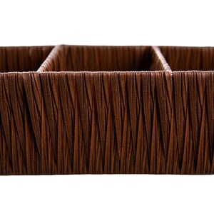 Woven Storage Basket Rectangle 1-3L Handmade Minimalist Bathroom Office Organizer Desktop Cosmetic Organizer - Product Image 5
