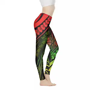 High Waist Fitness Legging Colorful Polynesian Hawaiian Tribal Design Yoga Long Pants Tummy Control Workout Leggings for Women