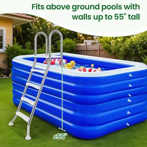 Scala per Piscina Fuori Terra in Acciaio Inossidabile, Robusta con Piattaforma Superiore, Gradini Antiscivolo a 4 Livelli, Scala Girevole a Doppio Lato - Product Image 5