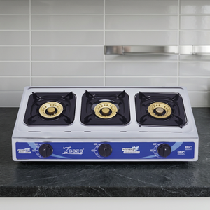 Table de cuisson à gaz 3 brûleurs en acier inoxydable avec commande par bouton et allumage piézoélectrique pour usage domestique sur comptoir - Product Image 3
