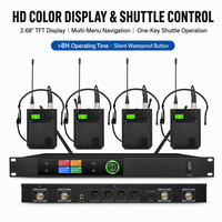 Système de microphone cravate sans fil Quad avec molette rotative de navigation multi-menu pour événements culturels extérieurs et capture sonore mobile