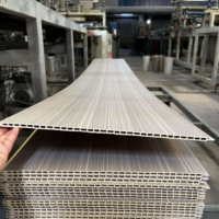 Panneau mural en composite bois-plastique WPC PVC JOCY, revêtement de plafond cannelé, grain de bois, panneau de décoration intérieure pour maison et hôtel