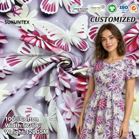 Fleurs 3D de luxe personnalisées 120GSM coton popeline 3D numérique imprimé 100% coton tissu avec lisse