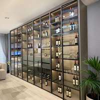 CBMMART Armoire à vin classique en bois massif de luxe avec vitrine en verre