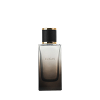 Vente en gros d'usine, flacon de parfum vide de 30 ml et 50 ml, flacon pulvérisateur en verre brun dégradé, flacon de parfum carré avec emballage en boîte